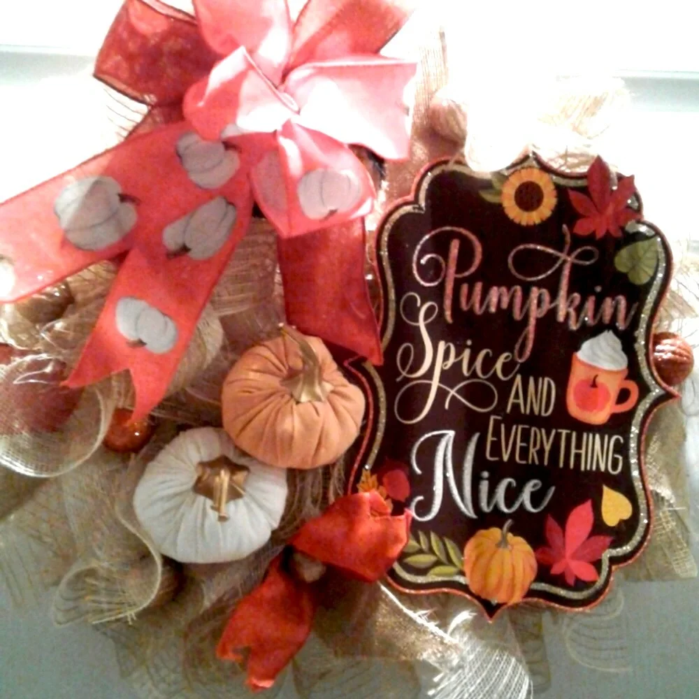 FALL WREATH Hand Crafted Hand Crafted Harvest Pumpkin Spice, Autumn FINA…